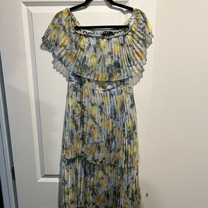 NWOT opt lemon tiered off the shoulder dress